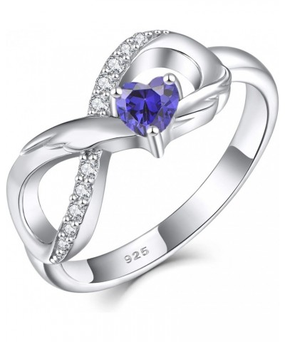 Infinity Promise Ring 925 Sterling Silver Angel Wings Heart Ring for Women Size 5-10 12-Tanzanite-Dec $27.50 Rings