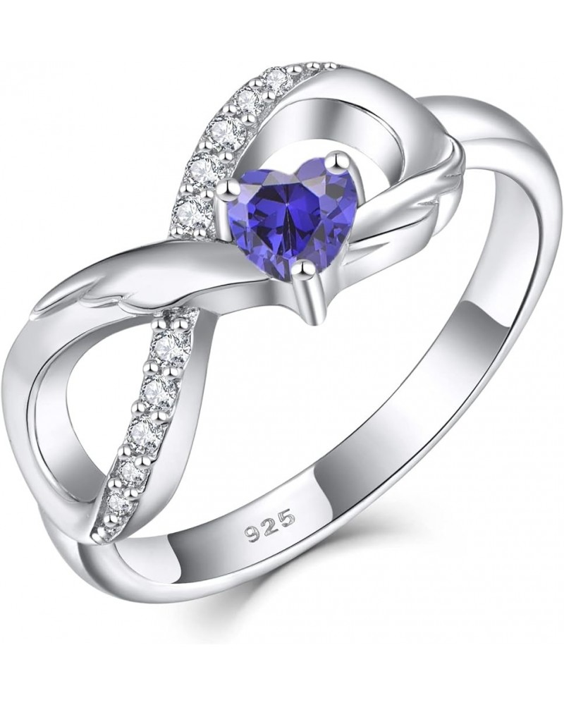 Infinity Promise Ring 925 Sterling Silver Angel Wings Heart Ring for Women Size 5-10 12-Tanzanite-Dec $27.50 Rings