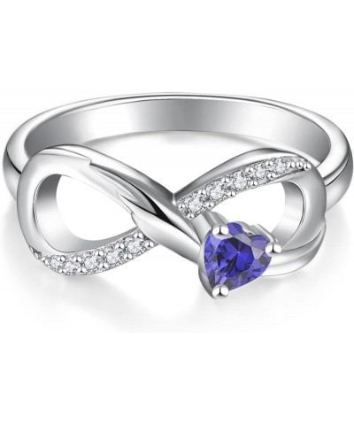 Infinity Promise Ring 925 Sterling Silver Angel Wings Heart Ring for Women Size 5-10 12-Tanzanite-Dec $27.50 Rings