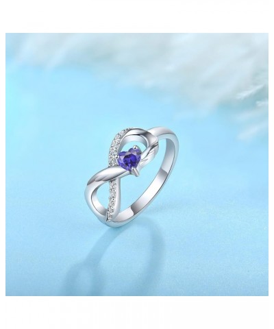 Infinity Promise Ring 925 Sterling Silver Angel Wings Heart Ring for Women Size 5-10 12-Tanzanite-Dec $27.50 Rings