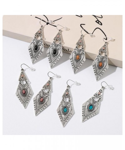 Western Boho Vintage Simulated Turquoise Drop Dangle Earrings for Women Girls Silver-Light Pink Turquoise $11.52 Earrings