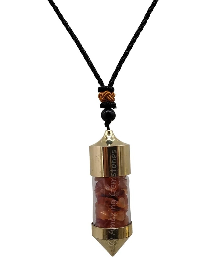 Crystals and Healing Stones Carnelian Necklace - Gold Chain Necklace Pendant - Real Crystal Necklace 1 PIECE Bottle Point $4....