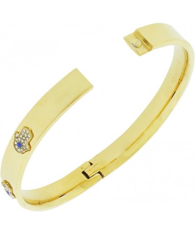 Stainless Steel White Blue CZ Hamsa Good Luck Bangle Bracelet, 7.5 Yellow $13.24 Bracelets