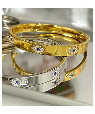 Stainless Steel White Blue CZ Hamsa Good Luck Bangle Bracelet, 7.5 Yellow $13.24 Bracelets