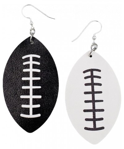 Football Earrings for Women - Football Jewelry for Moms - Double Sided PU Leather Football Dangles - Football Leather Earring...