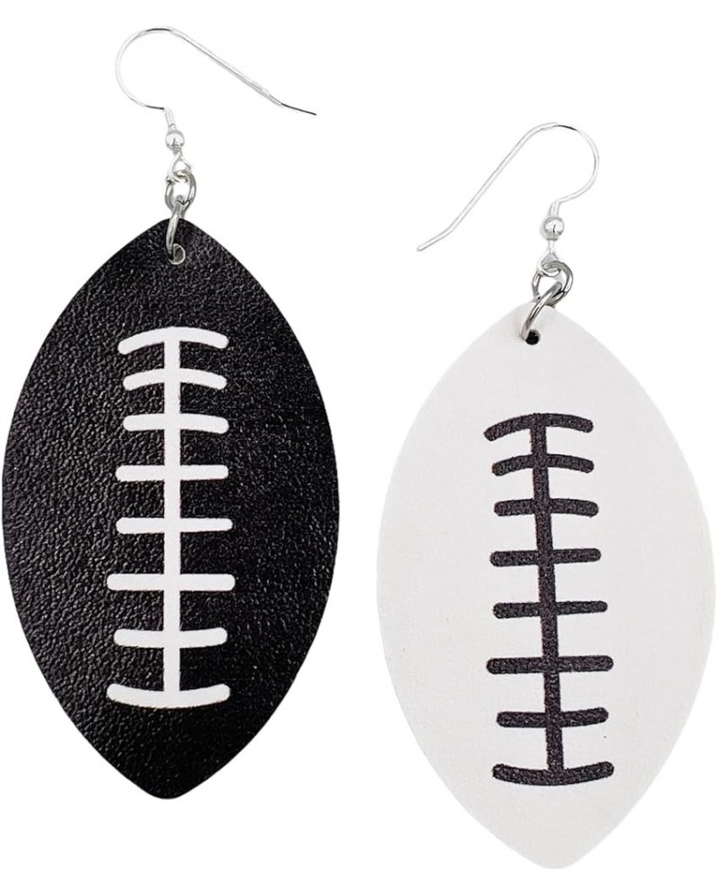 Football Earrings for Women - Football Jewelry for Moms - Double Sided PU Leather Football Dangles - Football Leather Earring...