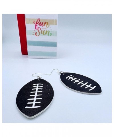 Football Earrings for Women - Football Jewelry for Moms - Double Sided PU Leather Football Dangles - Football Leather Earring...