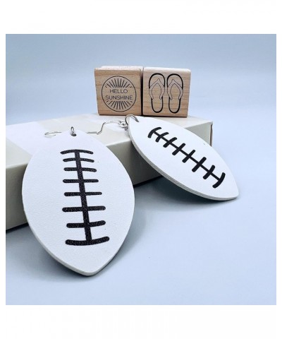 Football Earrings for Women - Football Jewelry for Moms - Double Sided PU Leather Football Dangles - Football Leather Earring...