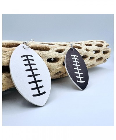 Football Earrings for Women - Football Jewelry for Moms - Double Sided PU Leather Football Dangles - Football Leather Earring...