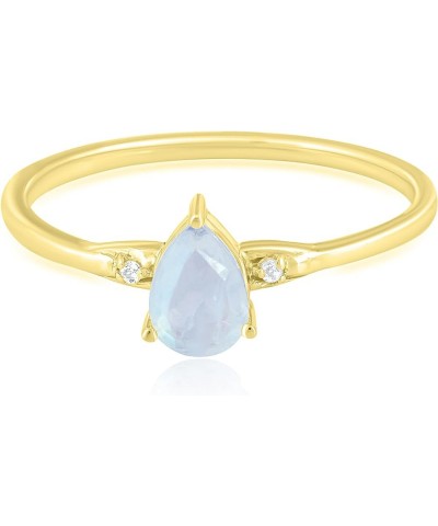 Dew Sterling Silver Genuine Gemstone Stackable Pear Ring, Sizes 6-8 8 Moonstone Yellow Sterling Silver $64.07 Rings