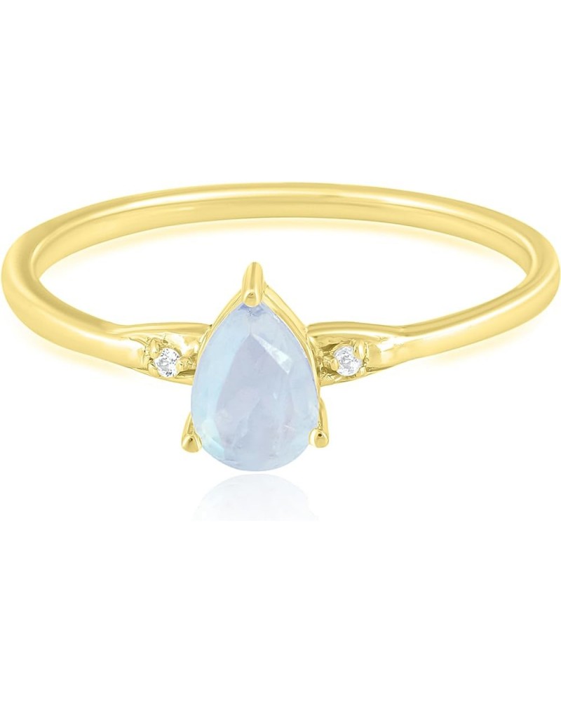 Dew Sterling Silver Genuine Gemstone Stackable Pear Ring, Sizes 6-8 8 Moonstone Yellow Sterling Silver $64.07 Rings