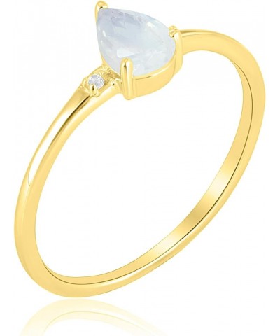 Dew Sterling Silver Genuine Gemstone Stackable Pear Ring, Sizes 6-8 8 Moonstone Yellow Sterling Silver $64.07 Rings