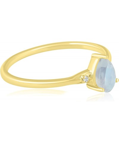 Dew Sterling Silver Genuine Gemstone Stackable Pear Ring, Sizes 6-8 8 Moonstone Yellow Sterling Silver $64.07 Rings