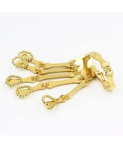 2pcs Gothic Retro Punk Skeleton Bracelets Alloy Ghost Claw Halloween Accessories Flexible Finger Skeleton Bracelets Gold $8.9...