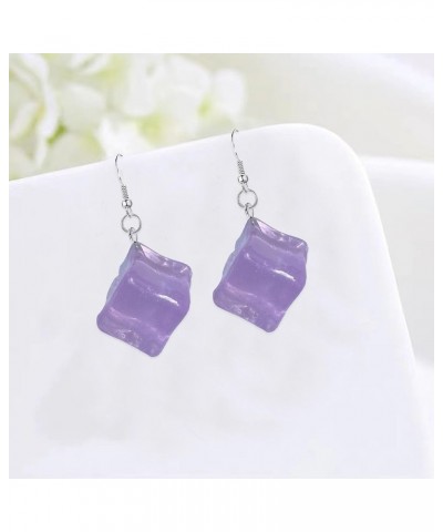 Punk Creative Transparent Glow Ice Cubes Dangle Earrings Resin Simple Funny Summer Jewelry for Women Girls Halloween Glow Pur...