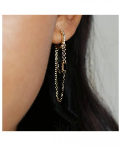 Chain Hoop Earrings for Women Tassel Chain Huggie Hoop Chain Cuff Earrings Double Chain Drop Dangle Earrings Chain Hoop Earri...