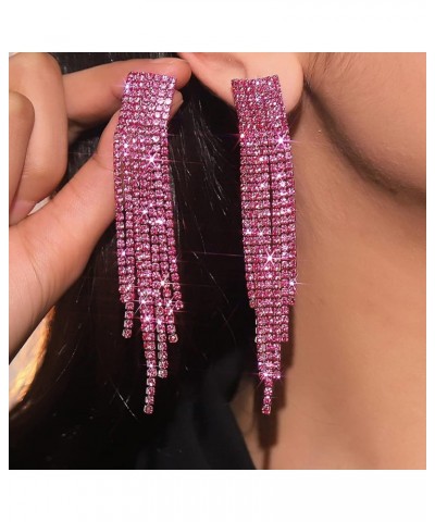 Colorful Dangle Earrings for Women Girls, Waterfall Fringe Sparkling Earrings Chandelier Earrings for Bride Bridesmaids KE022...