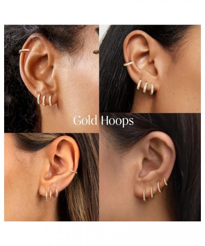 4 Pairs Sterling Silver Small Hoop Earrings Set Tiny Lightweight Cubic Zirconia Cuff Huggie Earrings Mini Hoops Cartilage Ear...