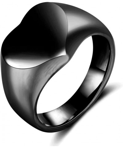 Stainless Steel Heart Signet Rings Wedding Bands| Engagement Ring For Women|Promise Rings For Her Him Size6-12 Black 11 $8.39...