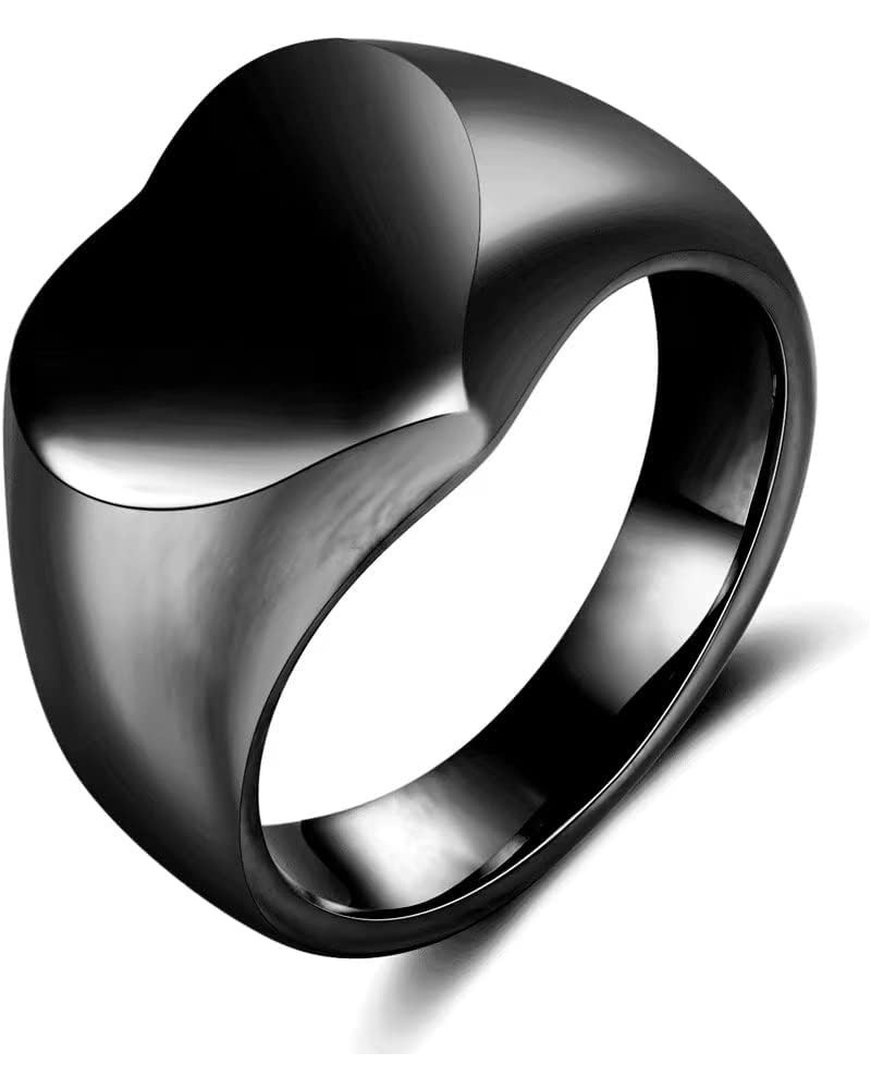 Stainless Steel Heart Signet Rings Wedding Bands| Engagement Ring For Women|Promise Rings For Her Him Size6-12 Black 11 $8.39...