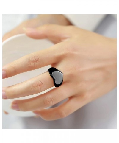 Stainless Steel Heart Signet Rings Wedding Bands| Engagement Ring For Women|Promise Rings For Her Him Size6-12 Black 11 $8.39...