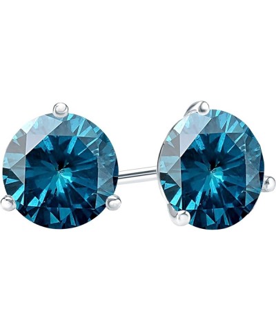 1/2-10 Carat Total Weight Blue Diamond Stud Earrings 3 Prong Push Back White Gold 1.5 carats $261.66 Earrings