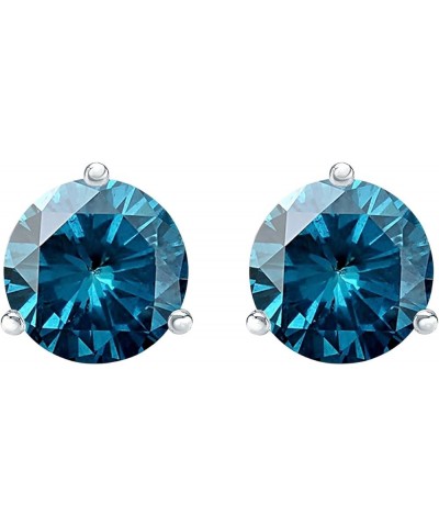 1/2-10 Carat Total Weight Blue Diamond Stud Earrings 3 Prong Push Back White Gold 1.5 carats $261.66 Earrings