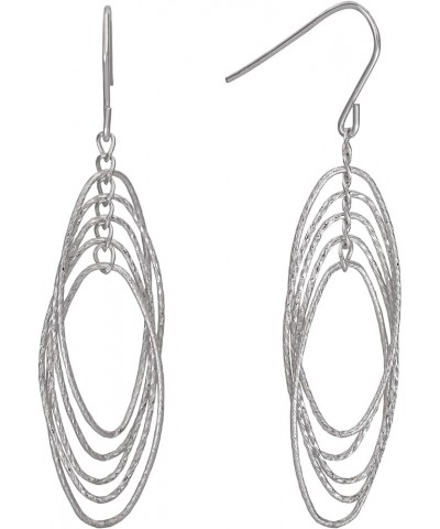 Sterling Silver 925 Dangle Drop Earrings for Women Oval Diamond Cut $11.25 Earrings