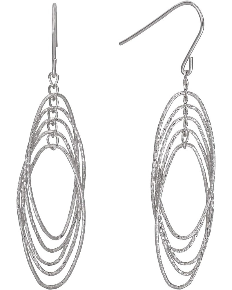 Sterling Silver 925 Dangle Drop Earrings for Women Oval Diamond Cut $11.25 Earrings