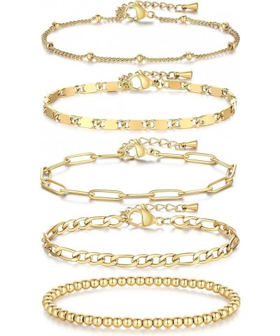 Dainty Gold Bracelets for Women 18K Gold Plated Adjustable Stackable Bracelets Set Cubic Zirconia Layered Cuff Bangle Chain B...