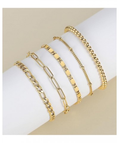 Dainty Gold Bracelets for Women 18K Gold Plated Adjustable Stackable Bracelets Set Cubic Zirconia Layered Cuff Bangle Chain B...