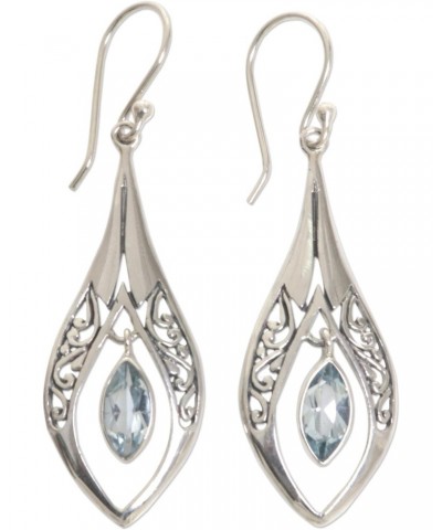 Artisan Handmade Blue Topaz Dangle Earrings .925 Sterling Silver Indonesia Birthstone 'Blue Teardrops' $26.50 Earrings