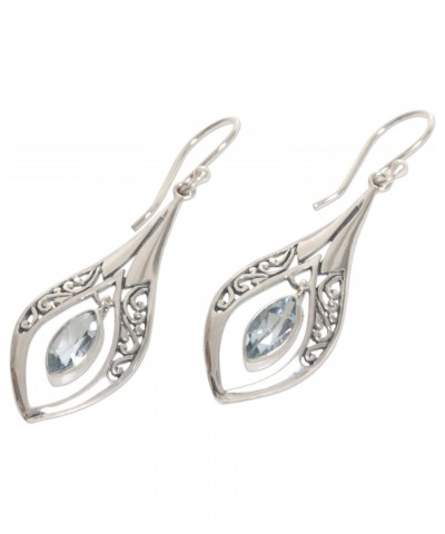 Artisan Handmade Blue Topaz Dangle Earrings .925 Sterling Silver Indonesia Birthstone 'Blue Teardrops' $26.50 Earrings