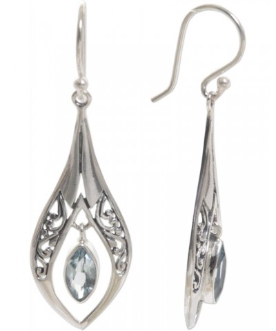 Artisan Handmade Blue Topaz Dangle Earrings .925 Sterling Silver Indonesia Birthstone 'Blue Teardrops' $26.50 Earrings