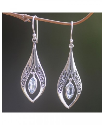 Artisan Handmade Blue Topaz Dangle Earrings .925 Sterling Silver Indonesia Birthstone 'Blue Teardrops' $26.50 Earrings