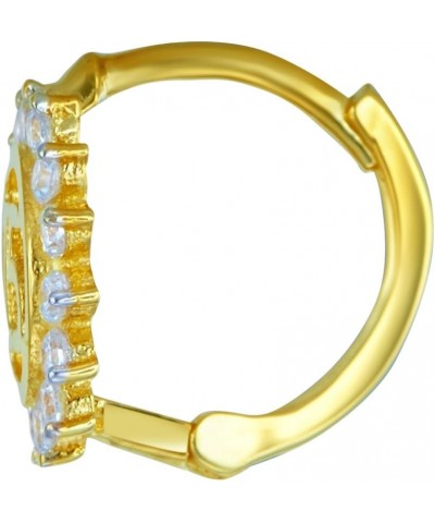 14k REAL Yellow Gold CZ Quincea?era Huggie Hoop Earrings $58.05 Earrings