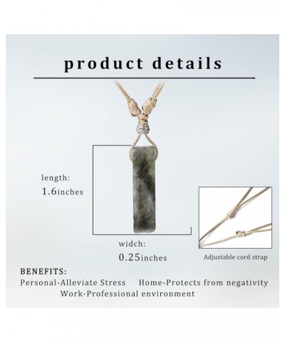 Natural Stone Crystal Pendant Necklace for Men Women Rectangle Adjustable Rope Pendant Necklacae Natural Gemstone Necklace Gi...