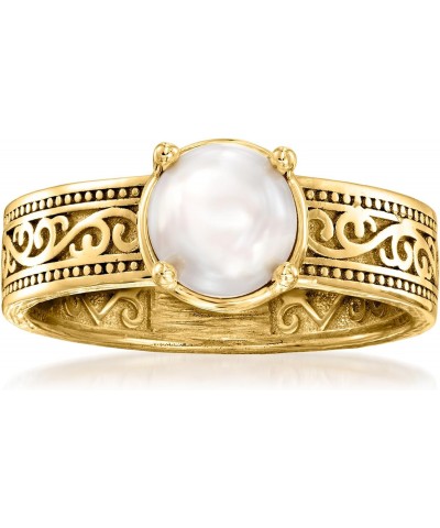 6.5-7mm Cultured Pearl Scrollwork Ring in 18kt Gold Over Sterling $39.48 Rings