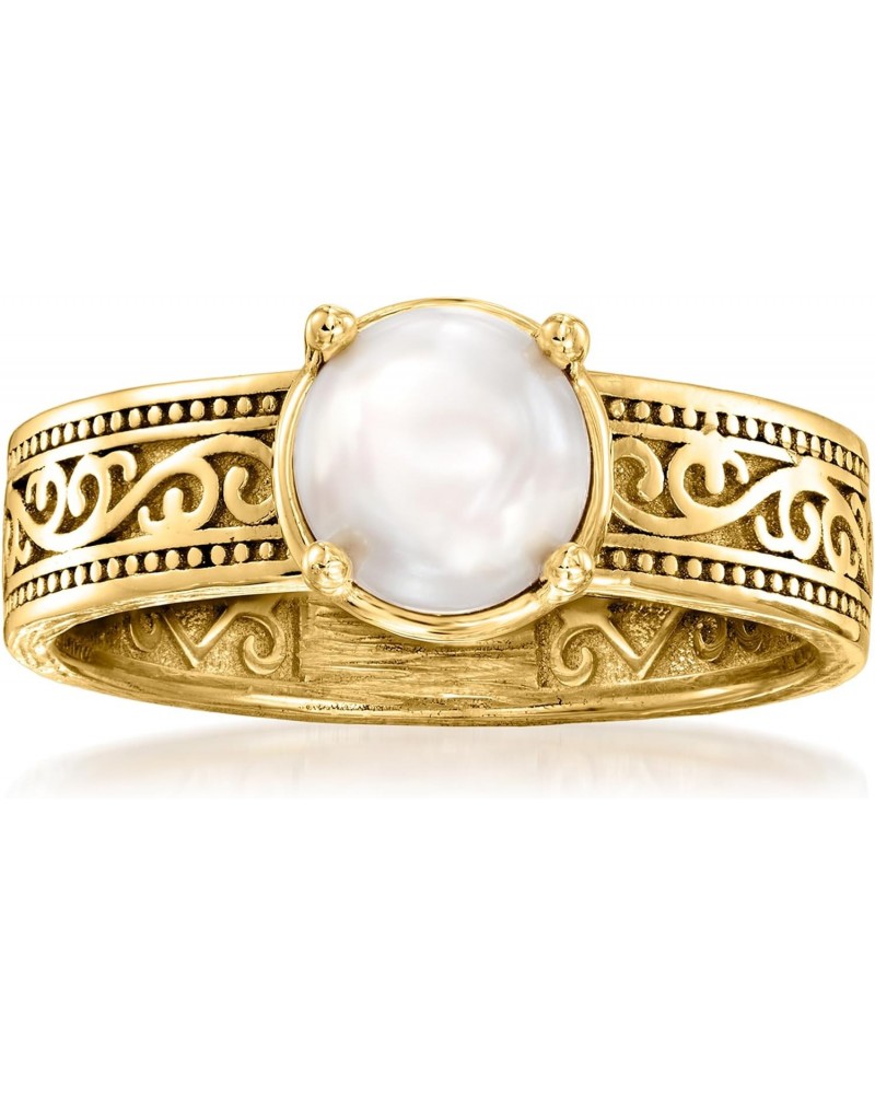 6.5-7mm Cultured Pearl Scrollwork Ring in 18kt Gold Over Sterling $39.48 Rings