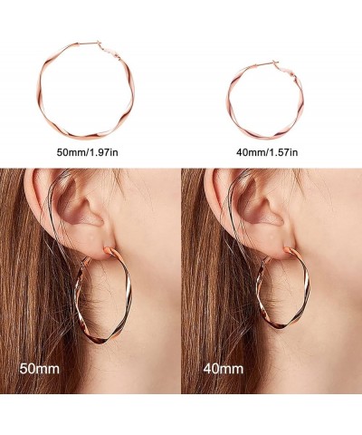 24K Gold Plated Twisted Big Hoop Earrings for Women, 2.0 Rose Gold 50mm $23.39 Earrings