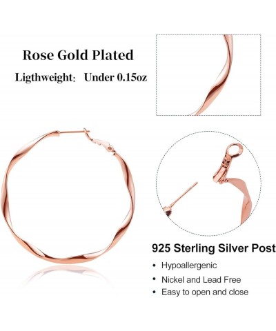 24K Gold Plated Twisted Big Hoop Earrings for Women, 2.0 Rose Gold 50mm $23.39 Earrings