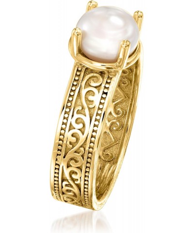 6.5-7mm Cultured Pearl Scrollwork Ring in 18kt Gold Over Sterling $39.48 Rings