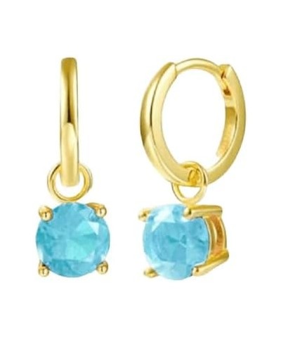 925 Sterling Silver Needle Fashion Hoop Earrings for Women Blue Pendant 18K Gold Earrings -D3011 LN0862-6 $9.00 Earrings