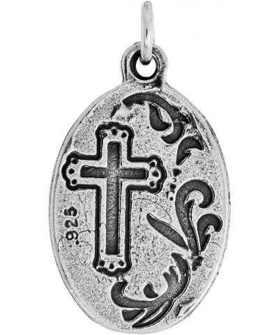 Sterling Silver St Charbel Medal Necklace Oxidized finish Oval 1.8mm Chain 16-inch $26.47 Necklaces