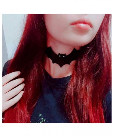 Halloween Devil Bat Wings Choker Chain Necklaces Punk Goth Leather Collar Necklace for Women and Girls Black $7.92 Necklaces