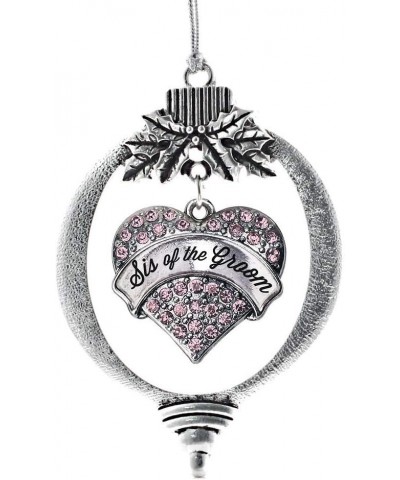 Nurse Charm Ornament - Silver Pave Heart Charm Holiday Ornaments with Cubic Zirconia Jewelry Script Pink Sis of the Groom $10...