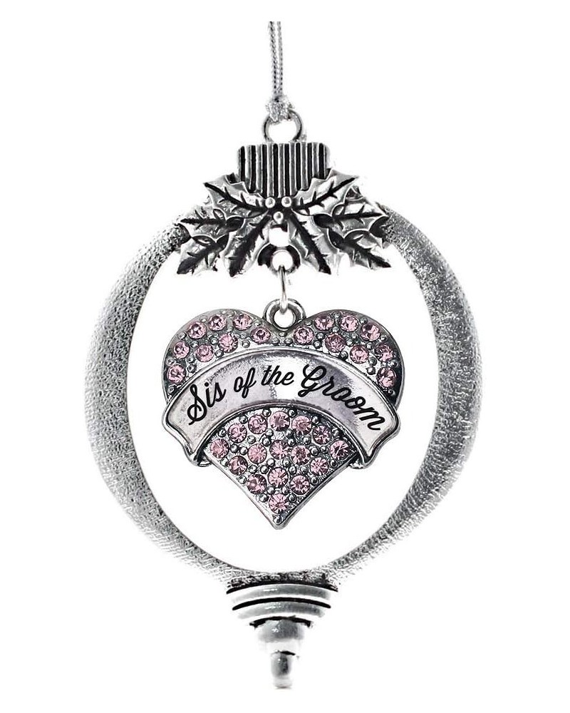 Nurse Charm Ornament - Silver Pave Heart Charm Holiday Ornaments with Cubic Zirconia Jewelry Script Pink Sis of the Groom $10...