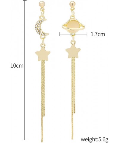 Small Moon Star Tassels Huggie Hoop Dangle Earrings for Women Girls Dainty 18K Gold Plated Cubic Zirconia Crescent Moon Star ...