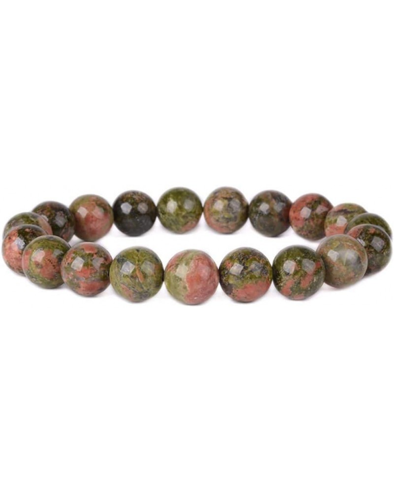 Gem Semi Precious Gemstone 10mm Round Beads Stretch Bracelet 7 Inch Unisex Unakite $8.79 Bracelets