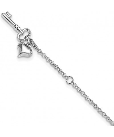 14k White Gold Adjustable Heart Key 9 Inch Plus 1 Anklet Ankle Bracelet Love Wih Fine Jewelry For Women Gifts For Her $170.38...